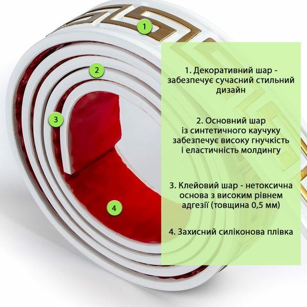 Молдинг 3000х50х6 мм Білий із золотом SW-00002688 SW-00002688 фото